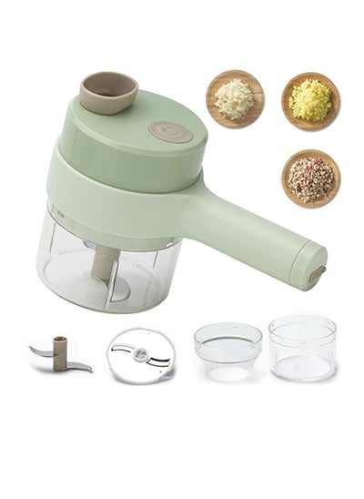 اشتري 4 in 1 Multifunctional USB Rechargeable Handheld Electric Vegetable Cutter Set Garlic Mud Masher Food Chopper Portable Mini Wireless Food Processor Slicer For Garlic Pepper Chili On في الامارات