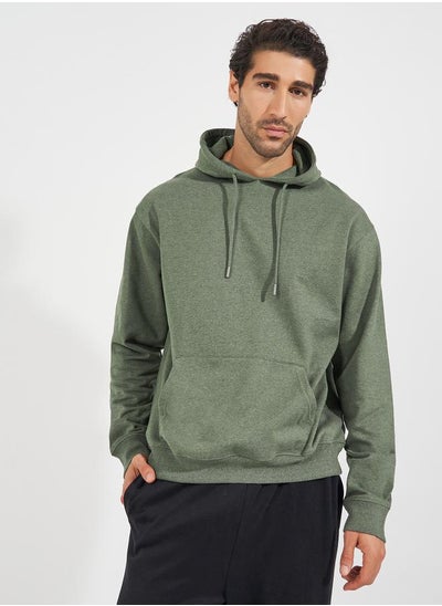 Buy Relaxed Fit Fleece Hoodie with Kangaroo Pocket in Saudi Arabia