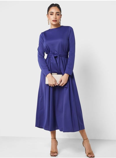 Buy Crew Neck Tie Detail Dress in UAE