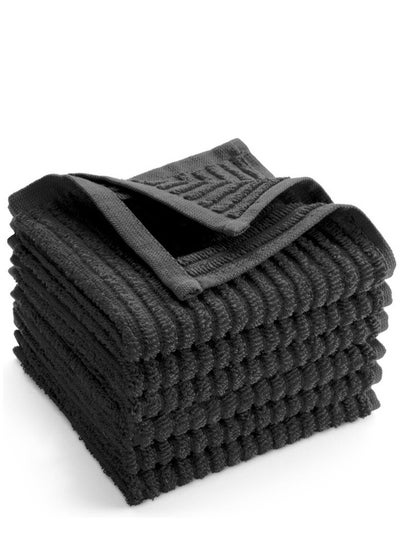 Buy Pack Of 4 Towels Black 100% Cotton (Multi-Purpose Towel) , 30 X 30cm in Egypt