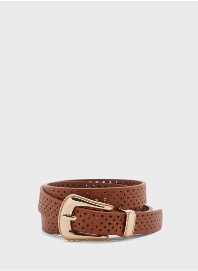 Buy Laser Cut Detail Slim Belt in Saudi Arabia