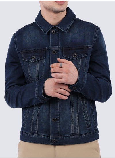 Buy Men's Stylish Denim Jacket Shirt in Dark Blue Denim in UAE