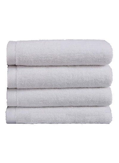 Buy Pack Of 4 - Hand Towel - 100% Cotton 600 GSM Medium Size (45x75cm) Highly Absorbent And Super Durable, Color White in UAE