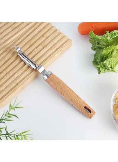 اشتري Danube Essential Peeler Stainless Steel Beech Wood Kitchen Peeler High Quality Kitchen Utensil For Home Kitchen & Dining Room L18xW2.5xH3cm Clear في الامارات