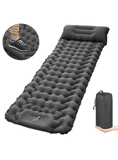 Buy Camping Sleeping Pad with Pillow Built-in Pump Ultralight Inflatable Sleeping Mat Waterproof Camping Air Mattress Grey in Saudi Arabia