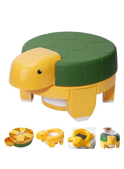 Buy 4 in-1 Potty Training Toilet, Portable Turtle Potty Training Seat for Toddler Travel, Foldable Baby Travel Potty with 20 Disposable Potty Liners Carry Bags in Saudi Arabia