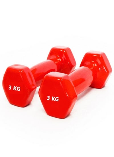 Buy 2 Piece Vinyl Coated Dumbbells 3kgs Each in Saudi Arabia