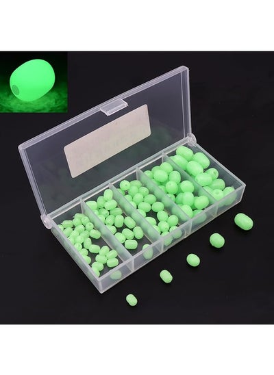 Buy OriGlam 100pcs Soft Plastic Luminous Glow Fishing Beads, Plastic Oval Shaped Beads Round Beads Fishing Lures, Green Sea Fishing Bead Fishing Tackle Floating Tools Eggs in UAE