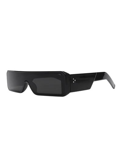 Buy Small Sunglasses for Women Men Futuristic Black Sun Glasses Rectangle Glossy Frame in Saudi Arabia