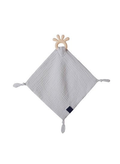 اشتري Soft Cotton Baby Appease Towel Comfortable Soothing Security Blanket with Teether Ring for Infants Toddlers في الامارات