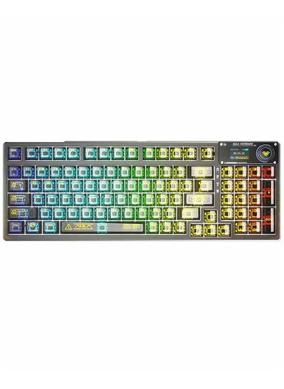 Buy F98 Pro Wireless Mechanical Keyboard with Transparent Keycaps, Hot-swappable, Pre-lubed Crystal Switch, Gasket Structure, RGB Backlit, OLED Screen,BT5.0/2.4G/USB-C Wired Computer Keyboard in UAE