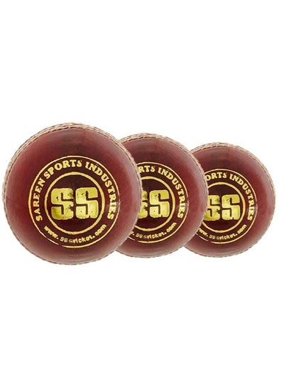 Buy SS Club Leather Cricket Ball Red Pack of 3 in UAE