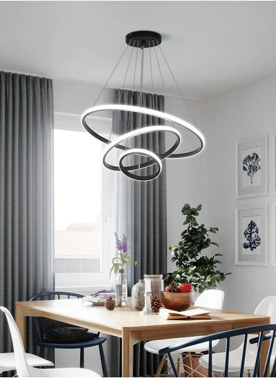 Buy Dimmable LED Ceiling Light Black Circle Shape/3 Rings in UAE