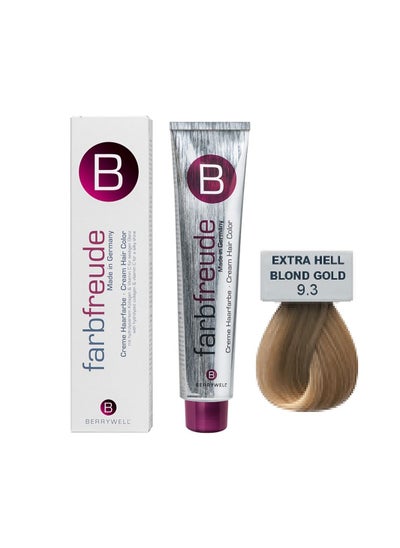 اشتري EXTRA LIGHT BLOND GOLD 9.3 HAIR COLOR CREAM BERRYWELL GERMANY في الامارات