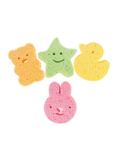 Buy 4 Pcs Baby Bath Sponges Cute Shower Sponges in Different Shapes Soft Absorbent Natural Wood Pulp Bathing Cotton for Kids Infant in Saudi Arabia