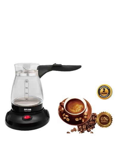 Buy Turkish Coffee Kettle Glass Electric Portable Coffee Maker 500ML Integrated Black in Saudi Arabia