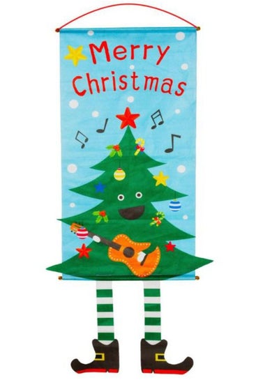 اشتري Christmas Flag Hanging Cartoon Canvas Window Display Wall Decoration 115x40CM في الامارات