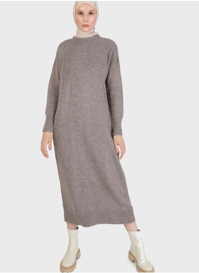 Buy Round Neck Knitted Dress in Saudi Arabia