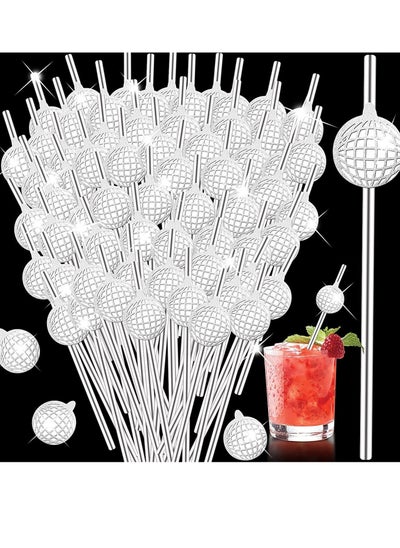 Buy Straws Paper Disco Ball 70s Themed Decorative Retro Glitter Mirror Party Decorations for Summer Dance Wedding Birthday 100 Pcs in Saudi Arabia