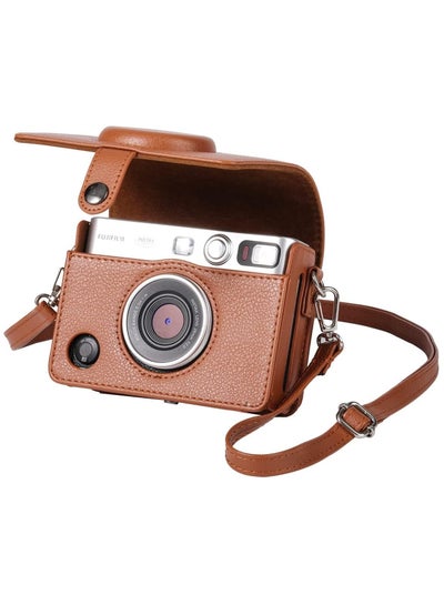اشتري حافظة لكاميرا Fuji Mini Evo مع حزام كتف قابل للتعديل بنمط أفقي من نسيج الليتشي البني في السعودية
