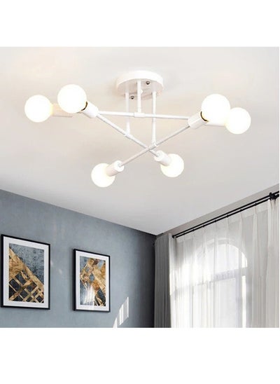 Buy Semi Flush Mount Ceiling Light Contemporary Sputnik Chandelier Lighting Farmhouse Kitchen Light Fixtures for Dining Room Living Room Bedroom Foyer White in Saudi Arabia