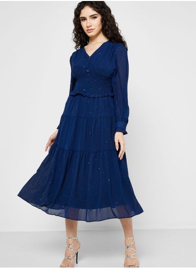 Buy Puff Sleeve Tiered Dress in Saudi Arabia