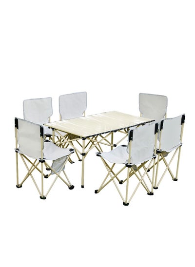 Buy Portable Camping Folding Chairs and Tables Set with Carrying Bag Beige (7) in UAE