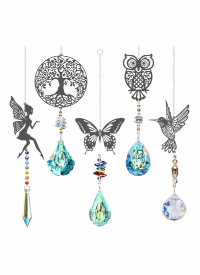 اشتري Crystal Suncatchers with Prisms Hanging Window Sun Catcher Decor Indoor Rainbow Maker Ornament Owl Hummingbird Butterfly Prism Suncatchers Gift, Pack of 5 في الامارات