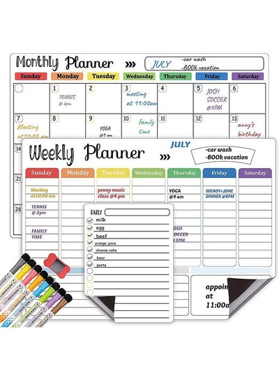 Buy Magnetic Whiteboard Weekly Calendar Planner Board Set-Including Grocery Shopping List Magnetic Markers and Whiteboard Eraser-Dry Erase-Stain for Kitchen or Office in Saudi Arabia