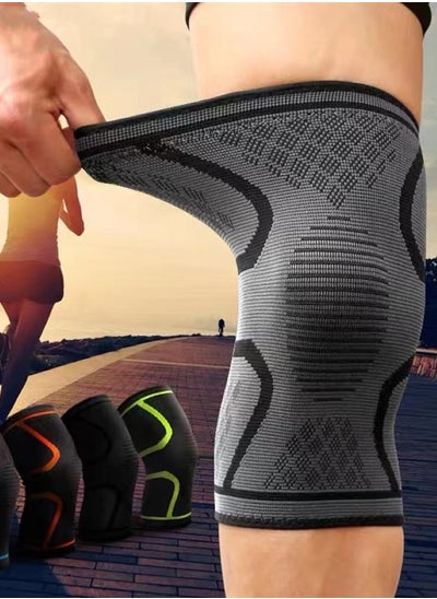 Buy 2-Piece Sports Running Knee Pad Knee Compression Sleeve For Running Basketball Arthritis Joint Pain Relief Injury Recovery Gray 27 Centimeter in UAE