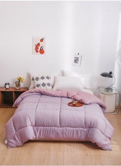 Buy Variance Colors 1 Piece 220*240cm/160*210cm Duvet (Comforter) Vacuum Pack, Reversible Design Plain Light Purple and Chalk Pink Color in UAE