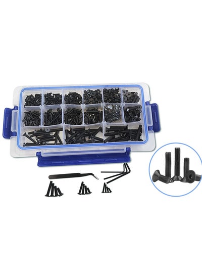 Buy Vixel 669 Pcs Flat Head Socket Cap Screws Set Various Sizes (M3 to M5) Includes Spring Washers Hexagonal Wrenches and Tweezer in UAE