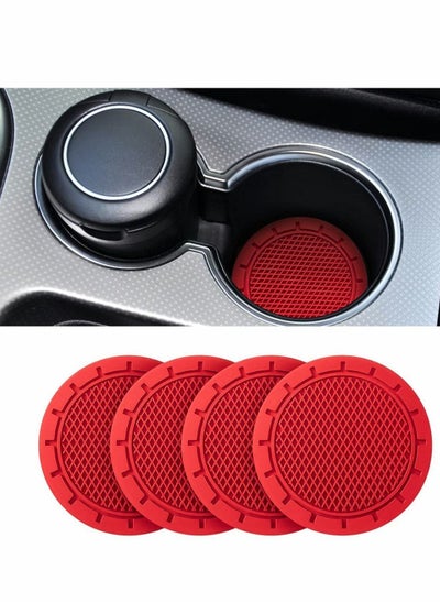 Buy Car Cup Holder Coaster, 4 Pack 2.75 Inch Diameter Non-Slip Universal Insert, Durable, Suitable for Most Interior, Accessory Women and Men (Red) in Saudi Arabia