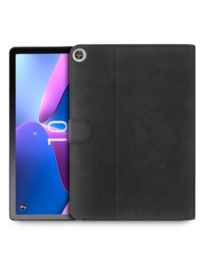 Buy High Quality Leather Smart Flip Case Cover With Magnetic Stand For Lenovo Tab M10 3rd Generation 4G 10.1 Inch 2022 Black in Saudi Arabia