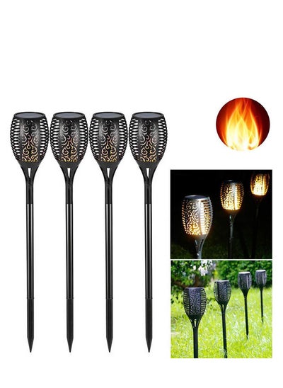 Buy 4-Pieces Solar Torch Lights With Flickering Flame Fire Effect Garden Light Auto On OR Off Dust To Dawn Outdoor Waterproof Landscape Decoration Solar Powered Security Torch Light in Saudi Arabia