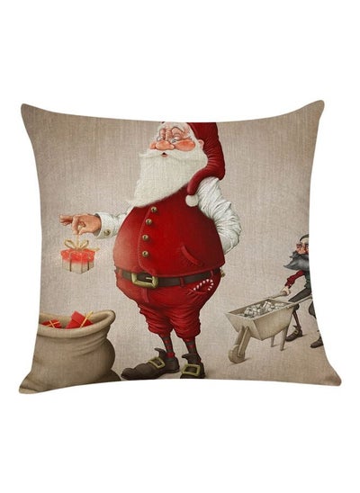 Buy Themed Throw Pillow Cover Beige/Red/White 18x18inch in UAE