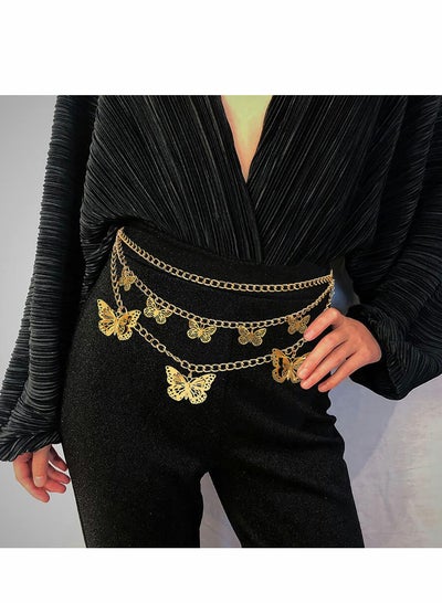 اشتري Chain Belt Waist Dress Belts Multilayer Adjustable Metal for Women في الامارات