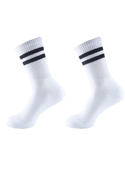 Buy Unisex youth sports socks, white, black stripes, 2 socks in Egypt