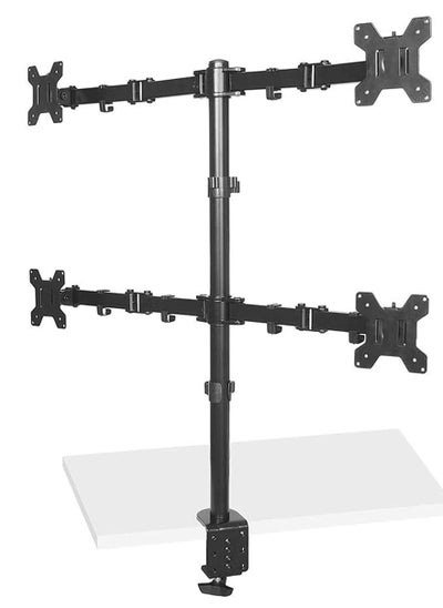 اشتري Quad LED LCD Monitor Desk Mount Adjustable Stand Holder Heavy Duty for 4 Screens 14"-26" | Height Adjustable | Gaming | Trading | Video Editing | Surveillance في الامارات