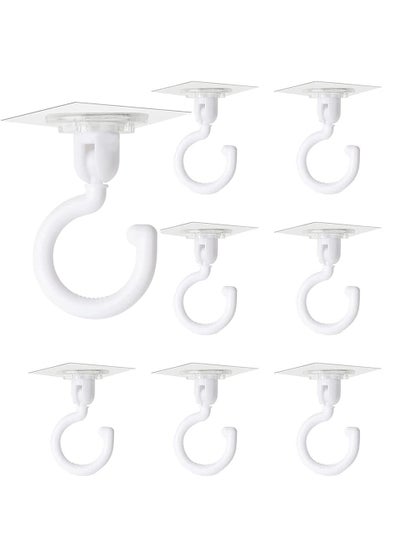 Buy Clear Self Adhesive Hooks - 360° Rotatable Hook for Bathroom, Kitchen, Shower, Tile, Glass Window (8 Pcs) in UAE