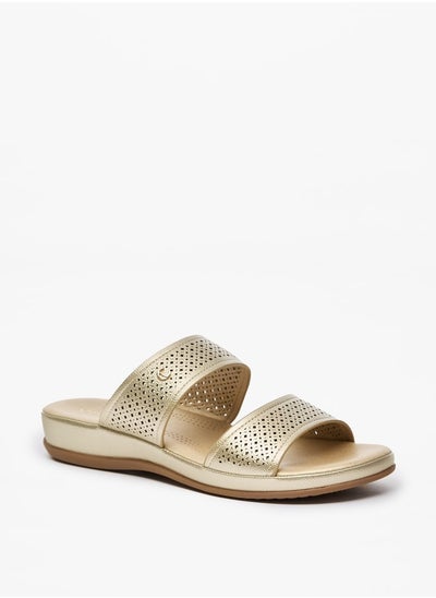 Buy Women Textured Slip-On Flat Sandals in UAE