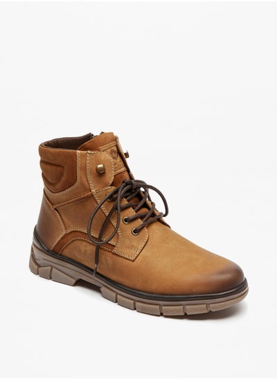 Buy Men's Textured Boots With Zip Closure in UAE