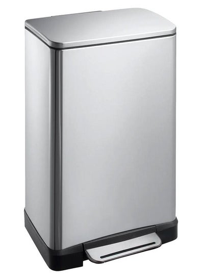Buy Stainless Steel E-Cube Step Rectangular Trash Bin with Pedal, Liner Bucket, and Soft Closing  Lid - 30L in UAE