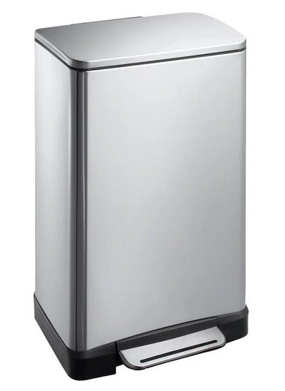 Buy Stainless Steel E-Cube Step Rectangular Trash Bin with Pedal, Liner Bucket, and Soft Closing  Lid - 30L in UAE