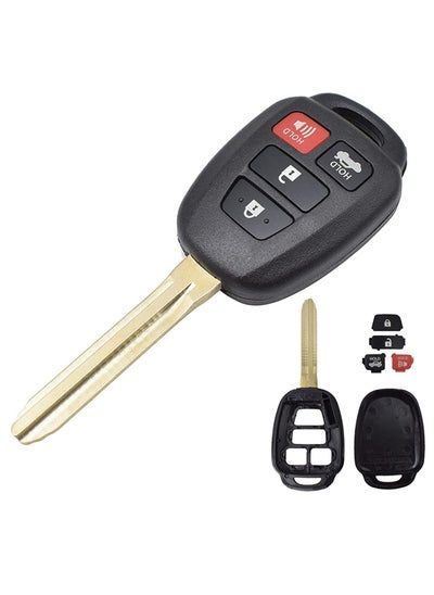 اشتري 4 Buttons Replacement Remote Key Shell Fob Case for Toyota Corolla, Sequoia, Tundra, Yaris, Camry, Highlander, Prius, RAV4, Sequoia, Tacoma, Vios with Uncut Blade في الامارات