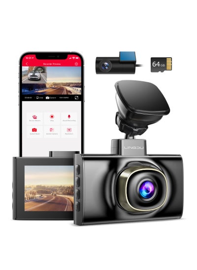 Buy LINGDU LD02 Lite 4K Dash Cam Front and Rear, Car Dash Camera 5G WiFi GPS, Free 64GB SD Card, Voice Control, WDR Night Vision, 24H Parking Mode, 3" IPS Screen, G-Sensor in Saudi Arabia