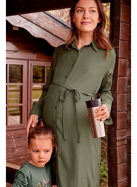 اشتري Maternity Plain Midi Dress, Light Olive في الامارات