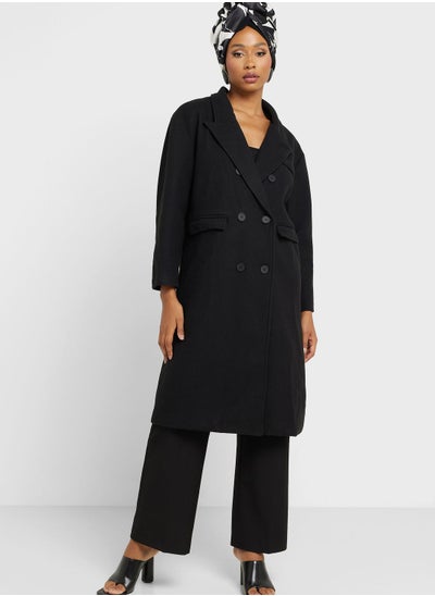 Buy Double Breasted Lapel Coat in UAE