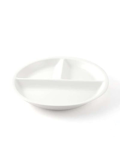 Buy Ivory Porcelain 3 Compartments Divider Plate 23x3 cm in UAE