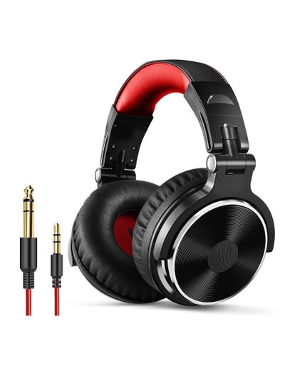 اشتري Pro 10 Wired Over-Ear Bass Headset with 50Mm Shareport and Mic for Recording Monitoring Podcast Guitar PC TV Black Red في الامارات